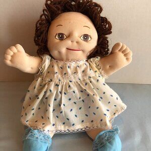 VINTAGE Handmade Stuffed 11" Soft Body Doll w Yarn Hair #F74